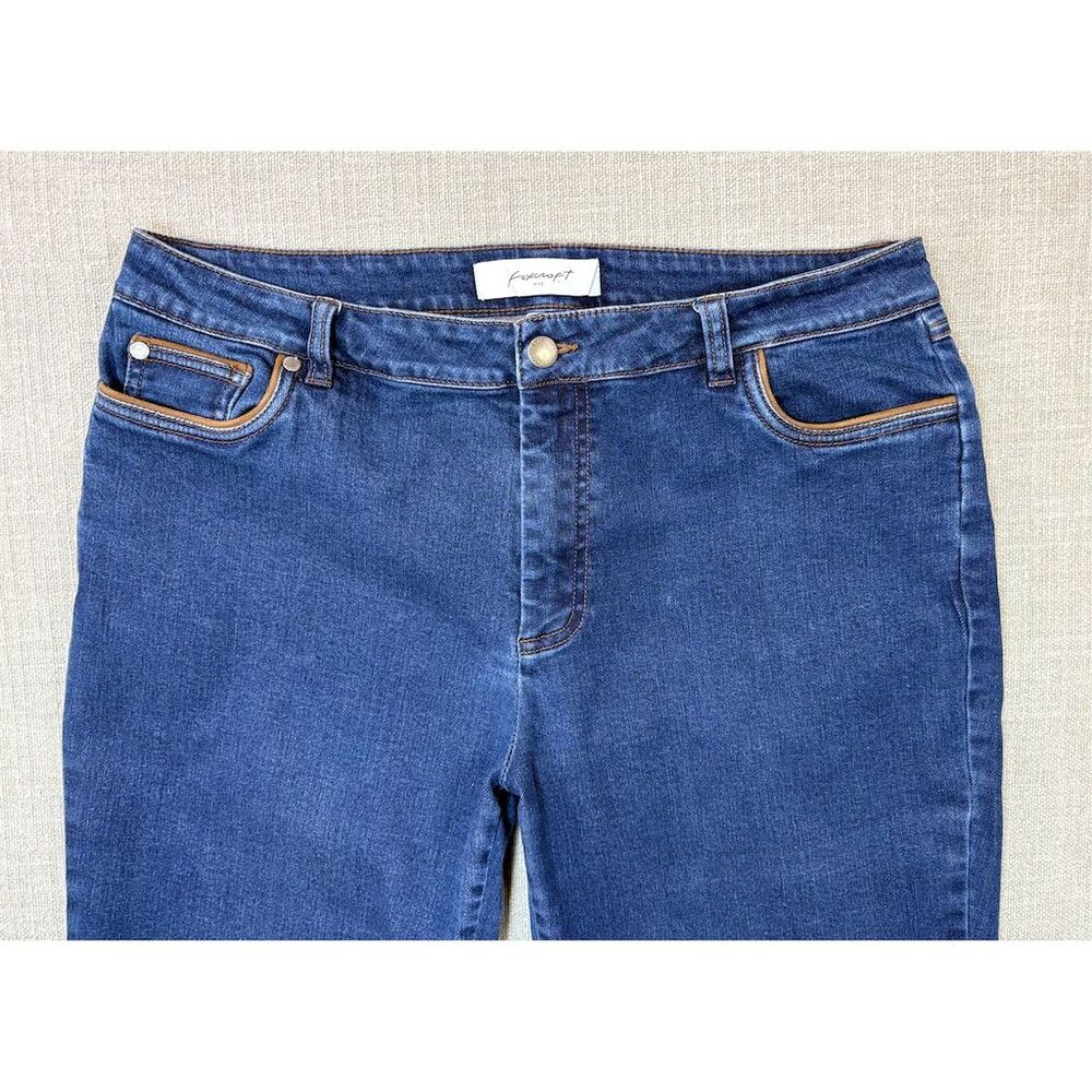 Foxcroft NYC Women's Jeans 16 Blue Straight Leg Stretch Denim Contrast Piping - Picture 6 of 12
